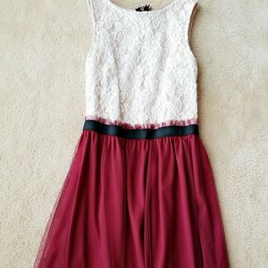 White and Burgundy Floral Dress